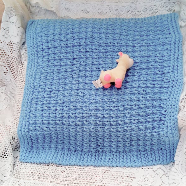 Hand Knitted Fisherman's Rib Patterned Baby Pram Blanket, Coming Home Blanket