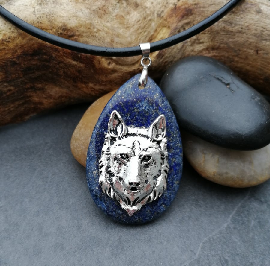 Lapis Lazuli Wolf Necklace