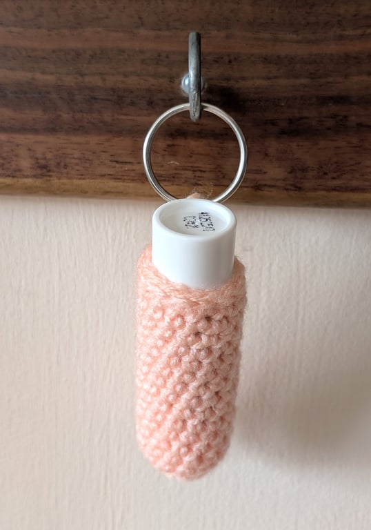 Handmade crochet lipbalm holders used as a keyring - bagcharm - peach