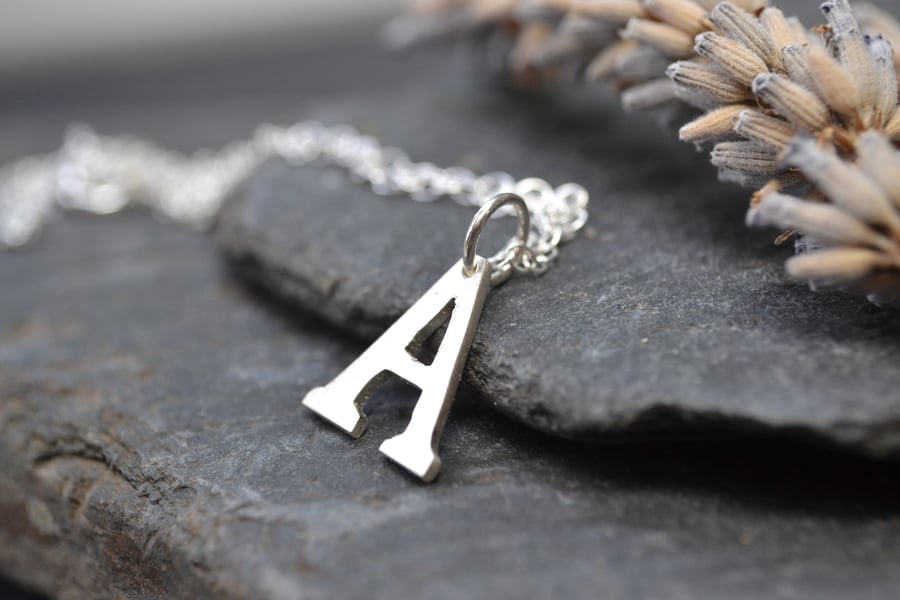 Initial, silver letter necklace