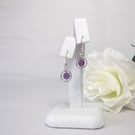 Amethyst gemstone dangle earrings bead surrounded by ring of recycled silver 