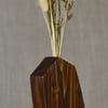 Tall Angular Wood Vase & Dried Flowers
