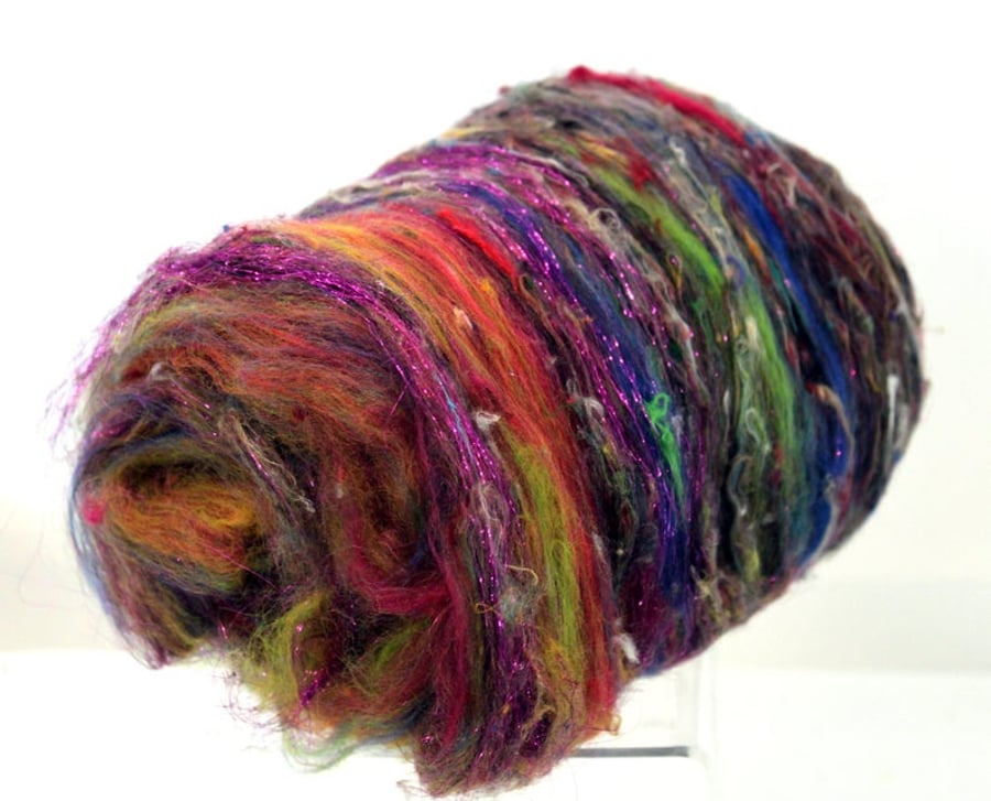 Wild Art Batt Carded Merino Wool Silk Angelina Sparkle 100g