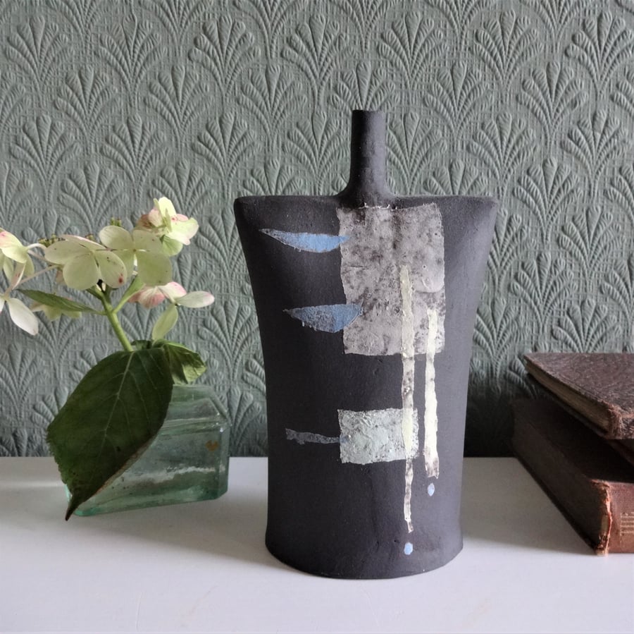 Ceramic sculpture, abstract art piece.  Interior design collectable original art