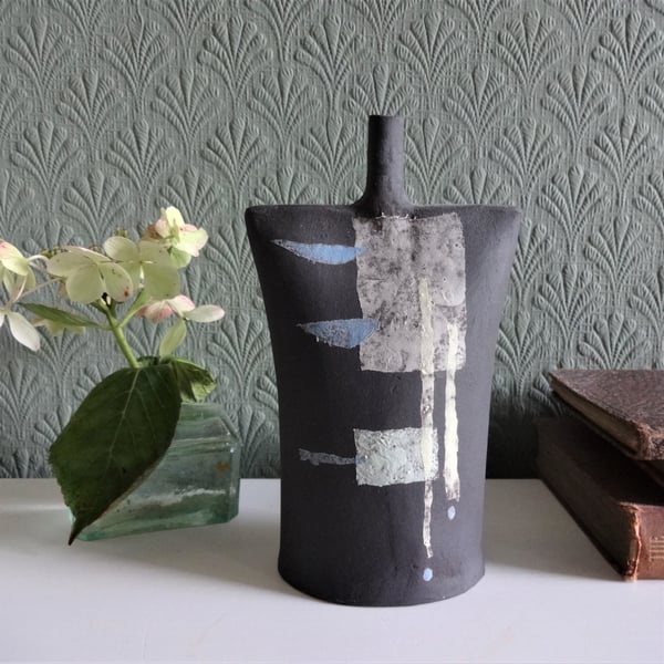 Ceramic sculpture, abstract art piece.  Interior design collectable original art