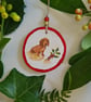 Christmas decoration dachshund dog wood slice hanging decoration