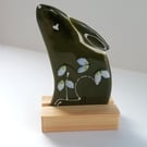 Snowdrop moongazing hare, shelf ornament, birthday gift. 