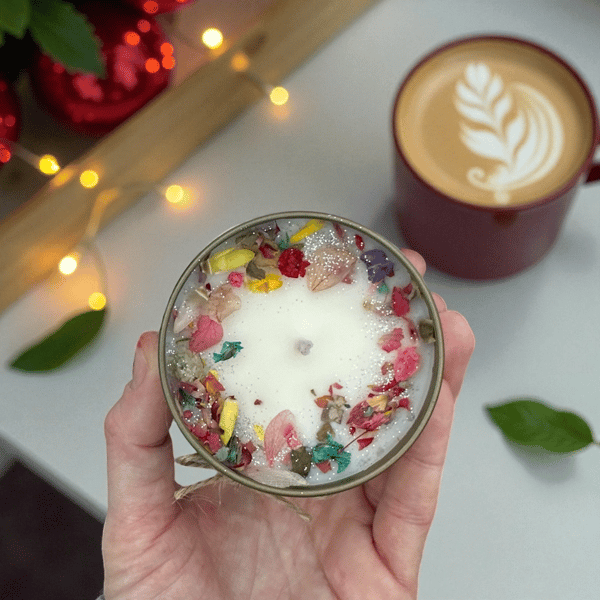 Frosted Latte Soy Wax Candle Vegan Hand Poured 5oz Gold Tin Coffee