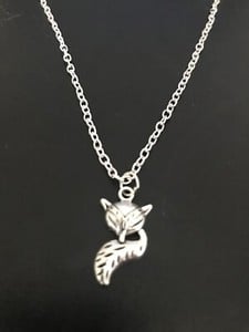 fox pendant necklace silver plated 18"" chain tibetan silver charm