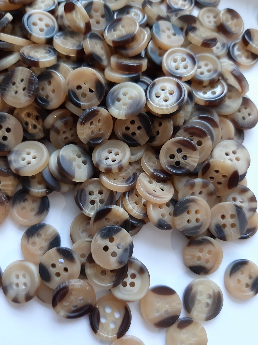 13mm tortoise shell patterned small buttons, pack of 50