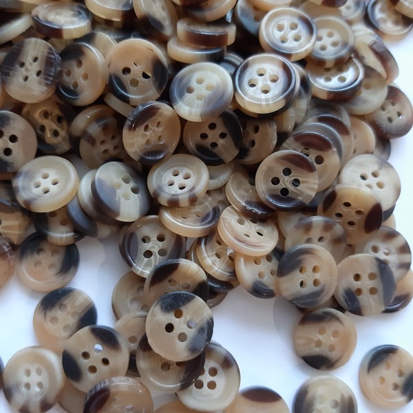 13mm tortoise shell patterned small buttons, pack of 50