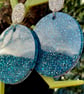 GLITTER CIRCLE EARRINGS giant art deco statement cool disco gift for her - Image 8