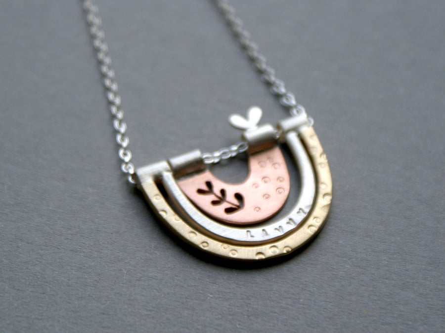 Personalised leaf and heart necklace 