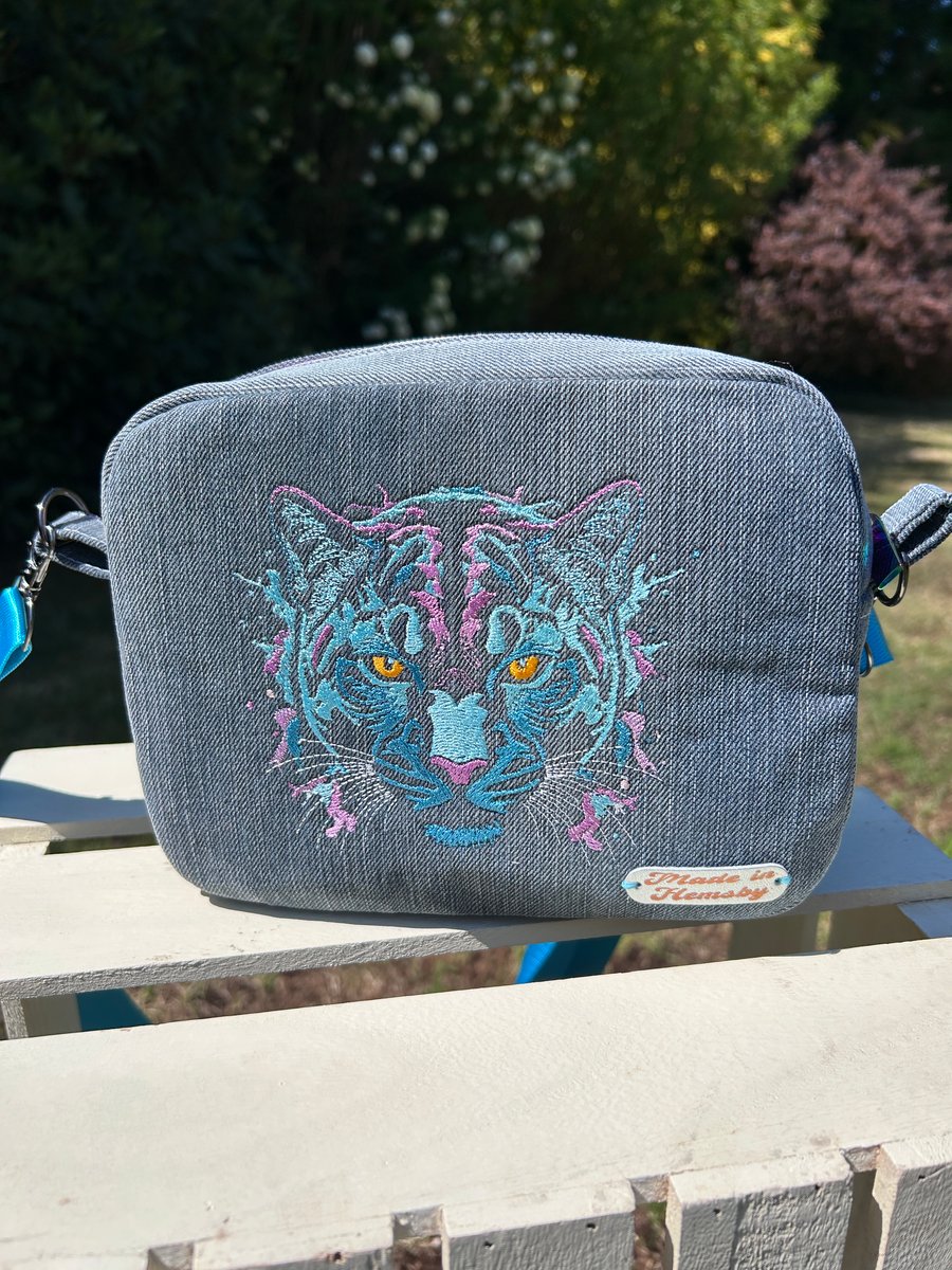 Denim Crossbody Bag - tiger