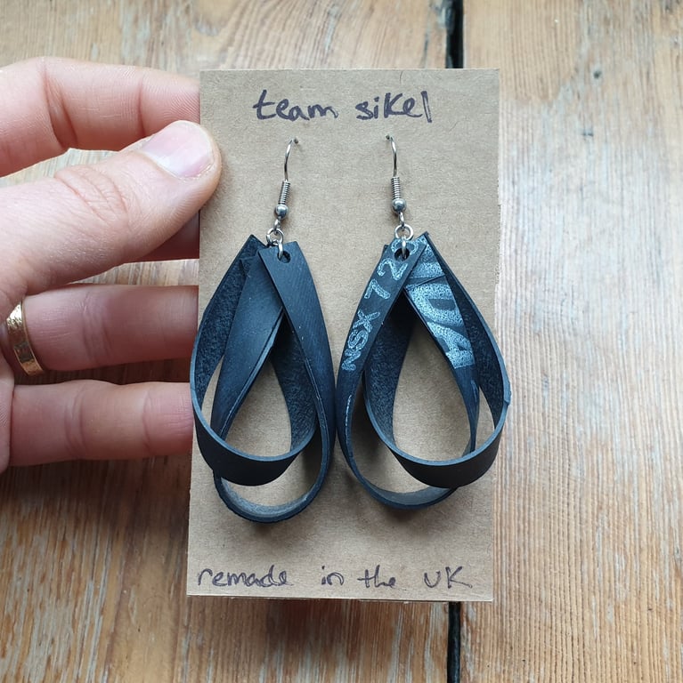 Writing Double Loop Inner Tube Earrings