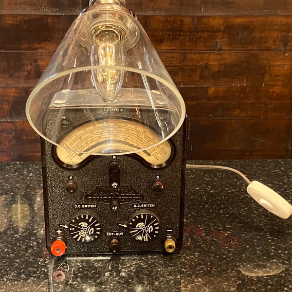 Vintage 40s50s Avometre up -cycled to a unique table lamp.