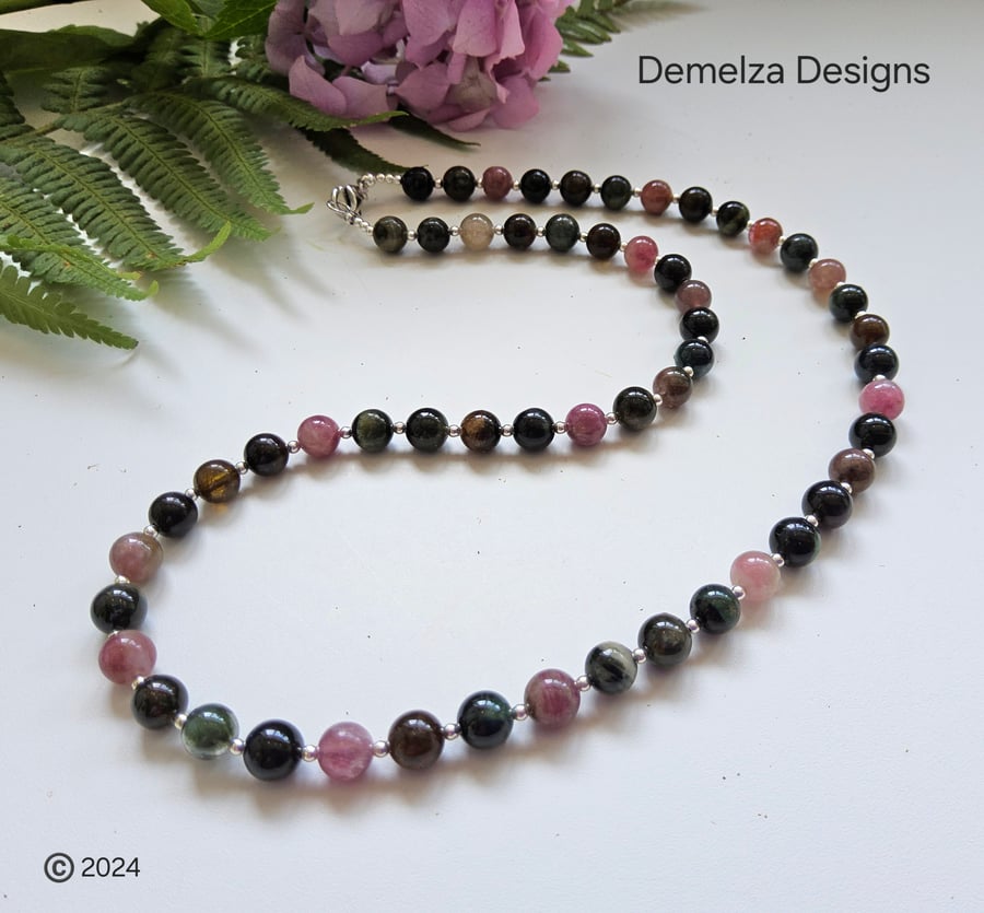 Designer Multicoloured Tourmaline Sterling Silver Necklace