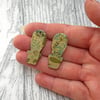 Cactus stud earrings with Japanese leafy Washi paper