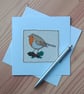 Textile Robin and Holly Christmas Card - Image 2
