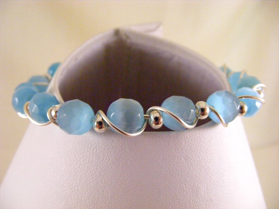 Aqua Cat s Eye Bracelet. Folksy