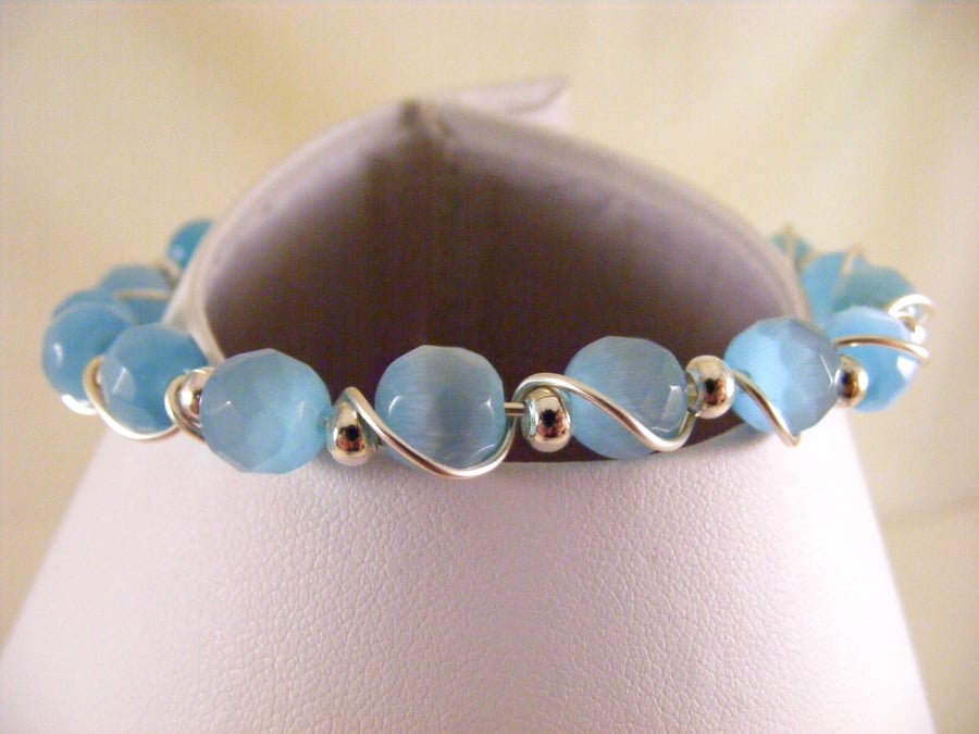 Aqua Cat's Eye Bracelet.