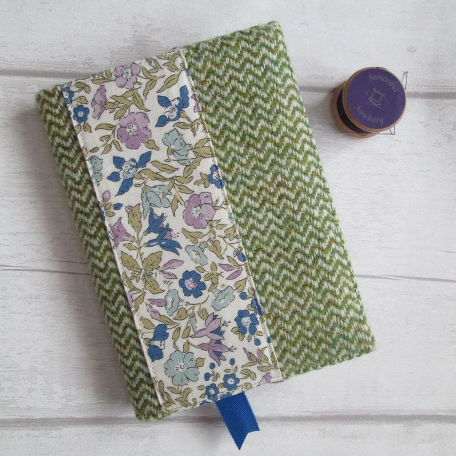 SOLD - A6 'Harris Tweed' & Liberty London Floral Print Reusable Notebook Cover
