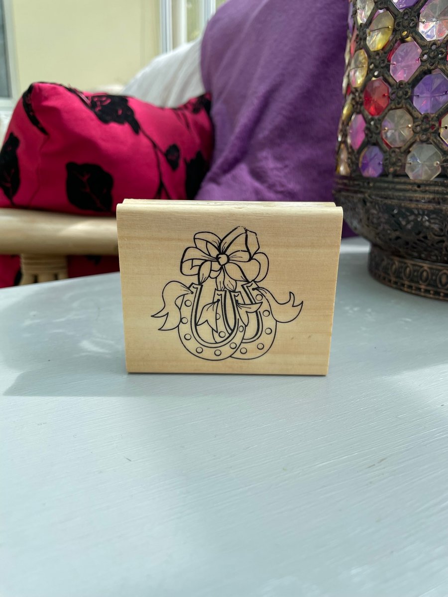 Set of 3 wood mounted rubber stamps