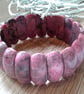 Rhodochrosite. Gemstone CHUNKY Elasticated Bangle - Image 2