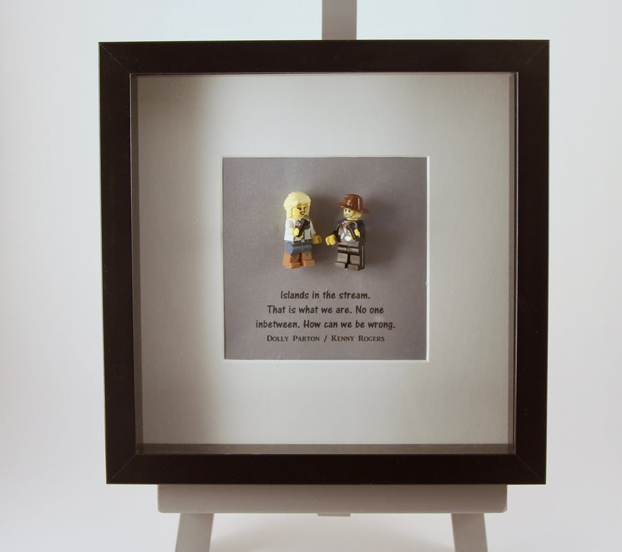Dolly Parton & Kenny Rogers custom Lego mini Figure frame.