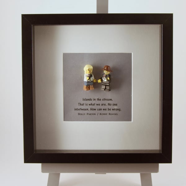 Dolly Parton & Kenny Rogers custom Lego mini Figure frame.