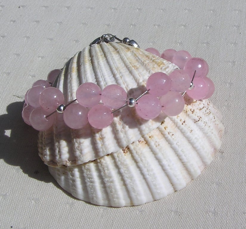 Rose Quartz Crystal Gemstone Beaded Chakra Bracelet "Amado"