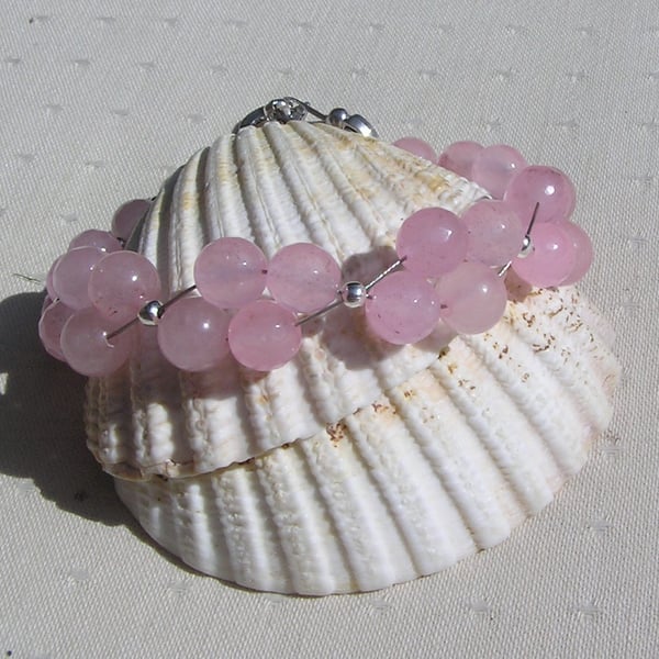 Rose Quartz Crystal Gemstone Beaded Chakra Bracelet "Amado"