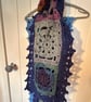 Mermaid tail colours and navy blue oversized crochet lace squares scarf - Image 4