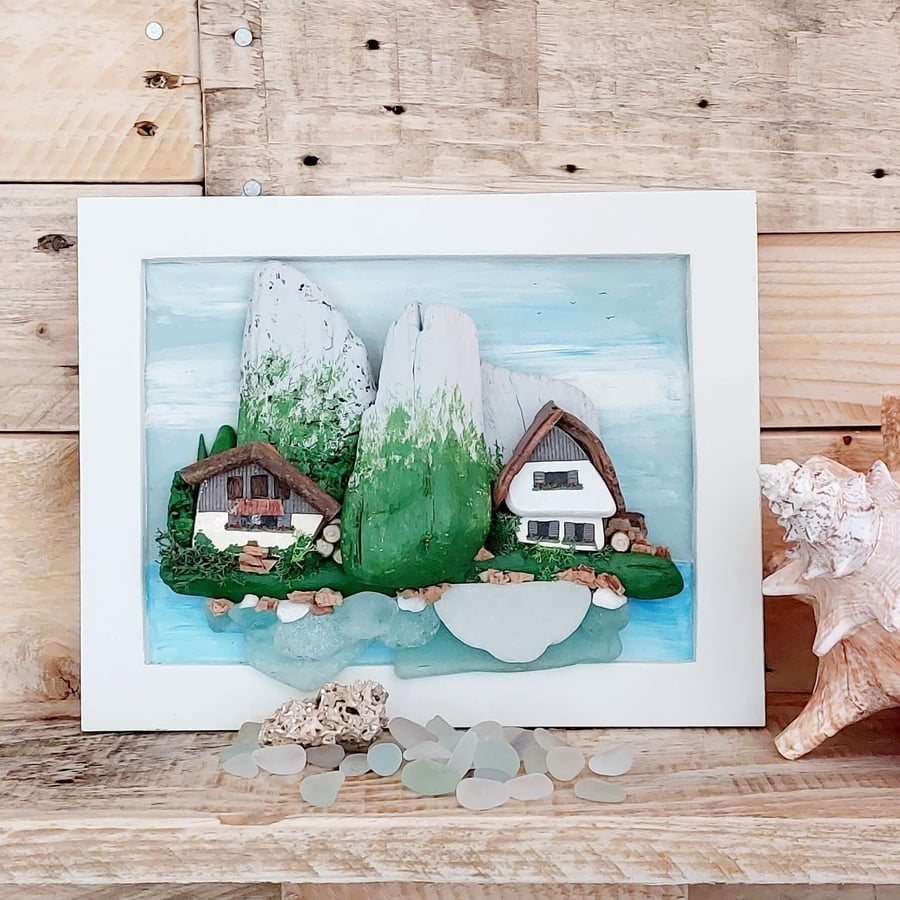 Alpine Cottages Recycled Art Miniature- Sustainable Driftwood Home One-Off Piece