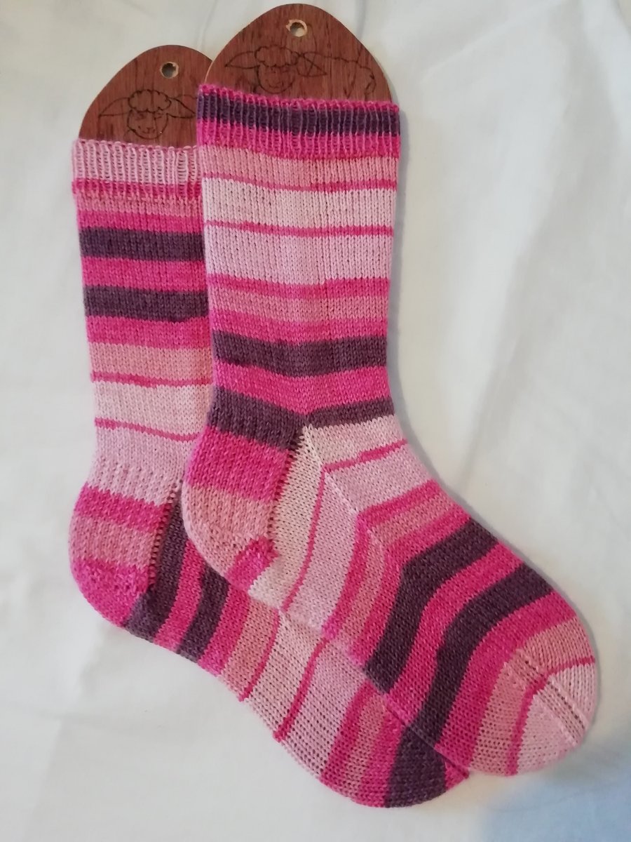 Hand knitted merino wool socks, SMALL size 4-5