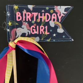 Birthday girl unicorn flag