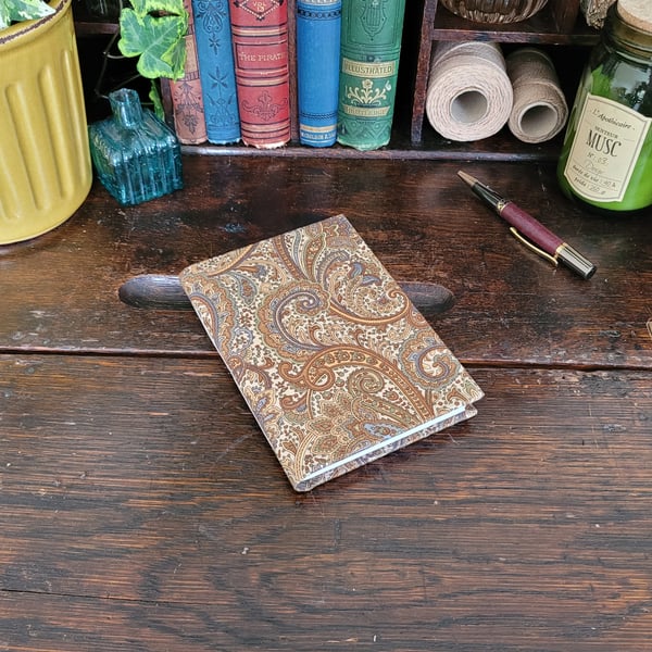 Paisley Patterned Fabric Covered A6 size Notebook