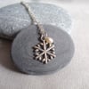 Snowflake Christmas Silver Necklace with Freshwater Pearl, let it snow