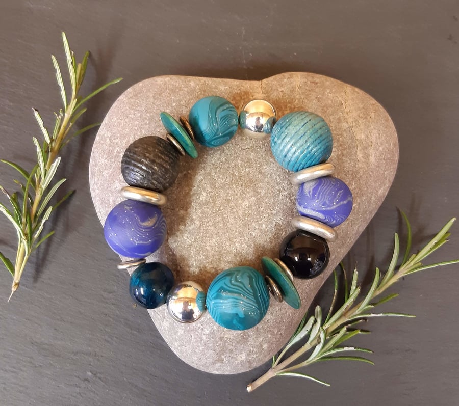 Colourful polymer clay bracelet