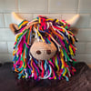 Rainbow Highland Coo Crochet Cushion