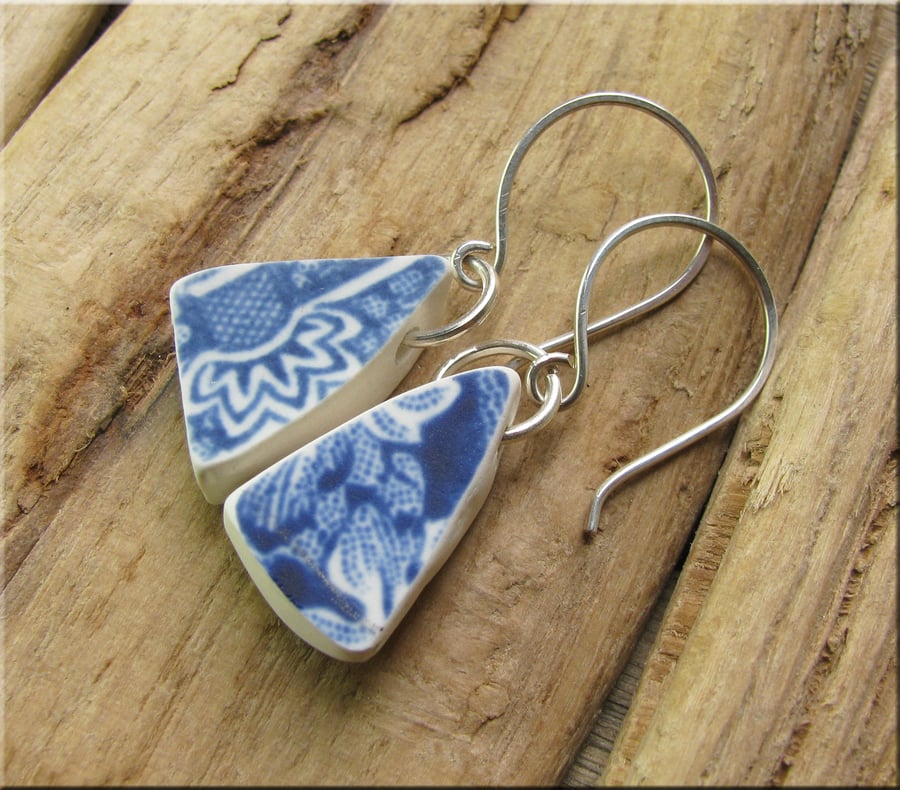 Tumbled pottery shard earrings