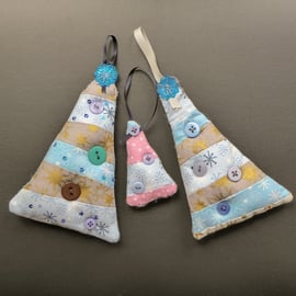 stitched textile hanging decorations