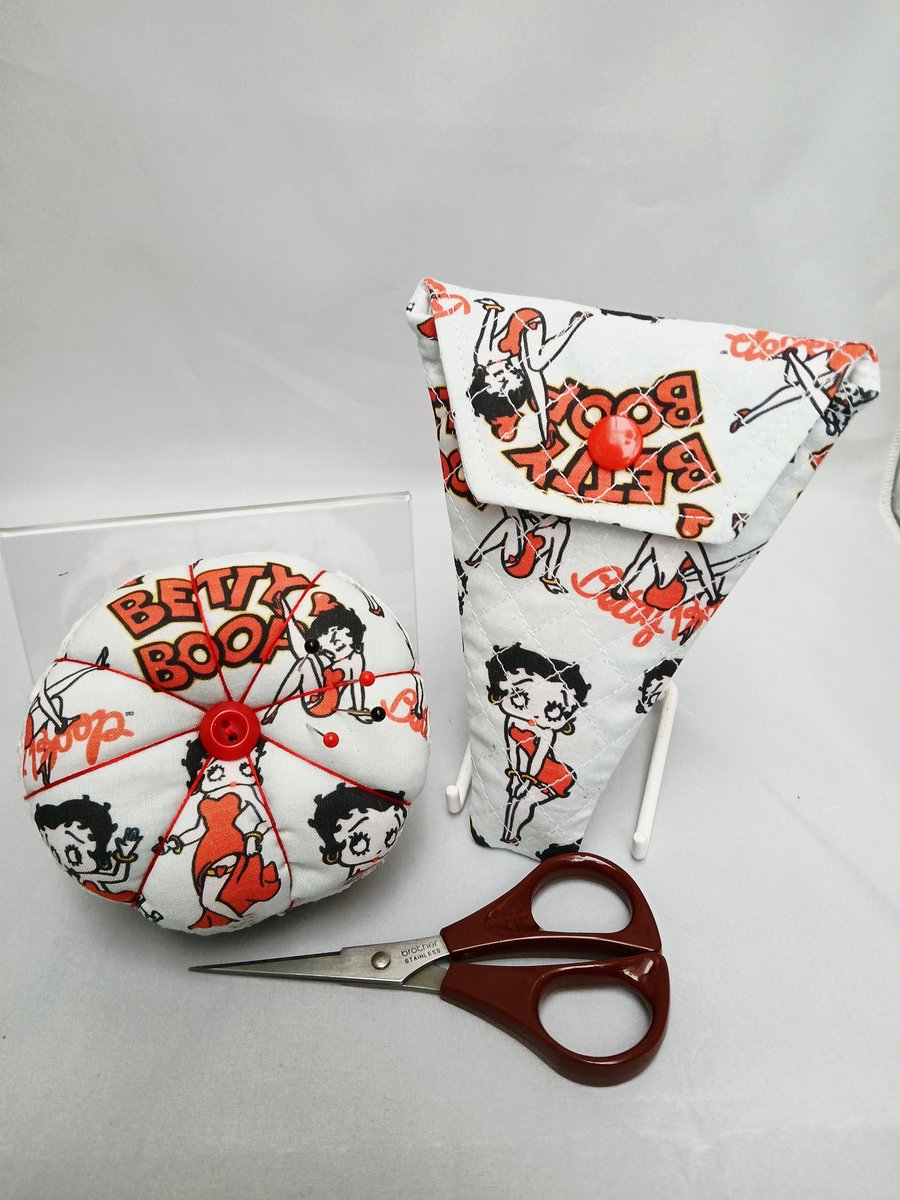 Pin Cushion and Quilted Scissor Case Betty Boop
