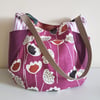 Tote bag, with side pockets: mauve floral print