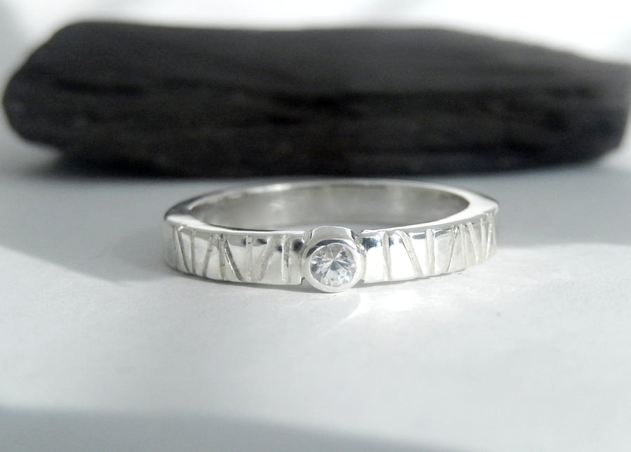Recycled Handmade Sterling Silver Diamond Ring