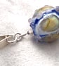 turquoise blue browns yellows pinks lampwork glass beaded pendant necklace - Image 3