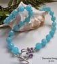 Designer Blue Agate & Blue Quartzite Silver Plated Necklace - Image 5