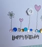 Birthday Card - Flowers, Hearts and Sequins - Turquoise and Pink - Image 9