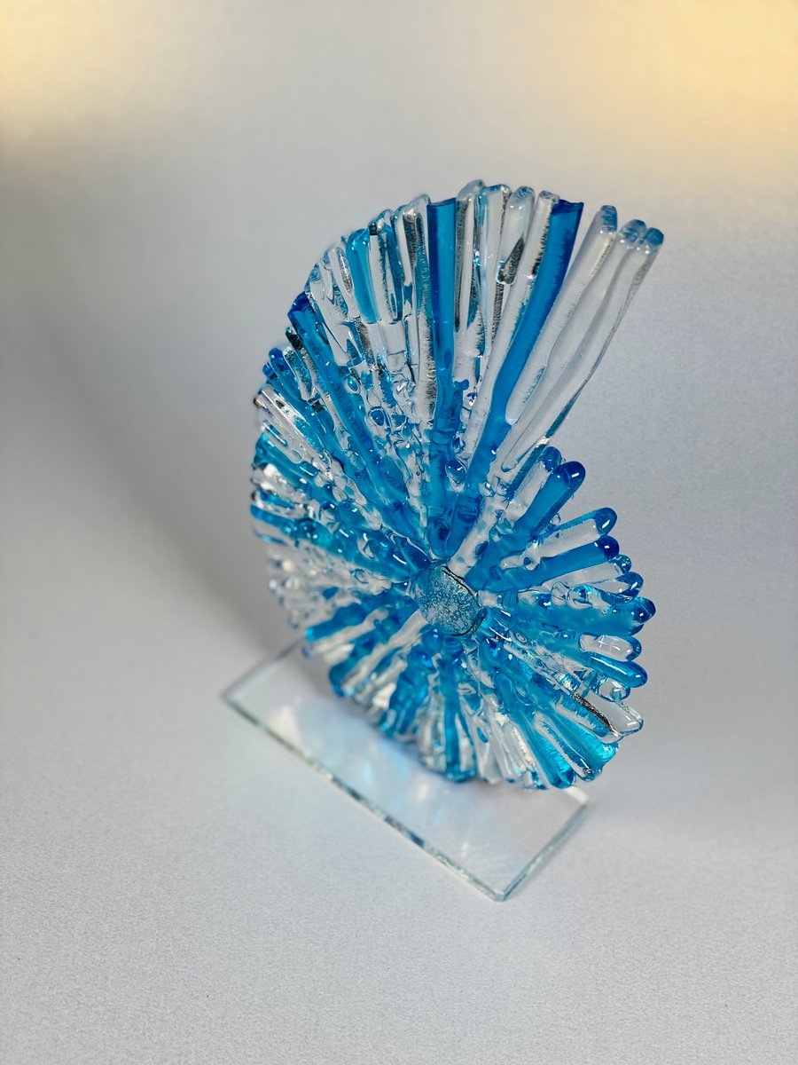  Blue  Glass ammonite sculpture