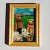 Teddy Bears Miniature Oil Painting - Look to the Sky